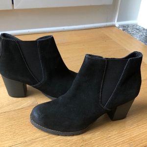 Clarks black suede booties